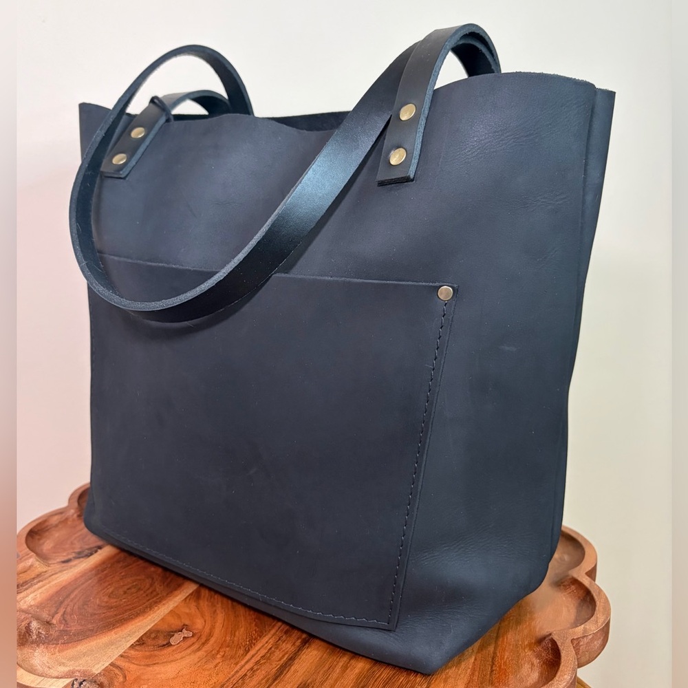 Portland Leather Classic Tote Shadow Black Nubuck Leather NWT - Picture 15 of 16